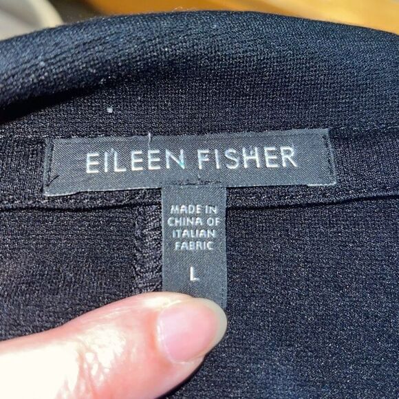 Eileen‎ Fisher Womens Asymmetrical Zip Jersey Knit Biker Moto Jacket Black Large - Picture 6 of 9